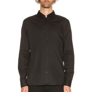 AllSaints Redondo Shirt Mens Large Black Long Sleeve Button Up Ramskull